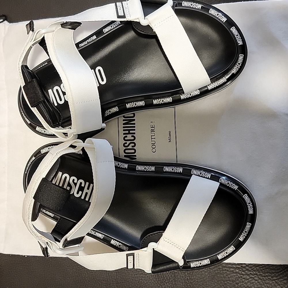 Moschino Womens White AFootbed Heel At Heel Toe Platform Sandals Shoe Size 37